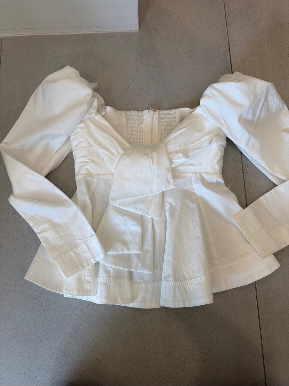 Aje White Long-Sleeve Peplum Tie-Front Blouse
